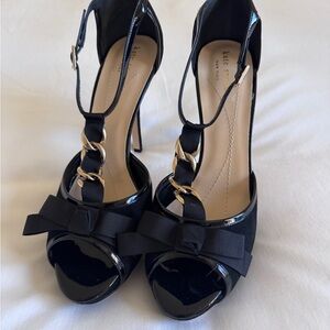Kate Spade Black Heels with Gold Accents